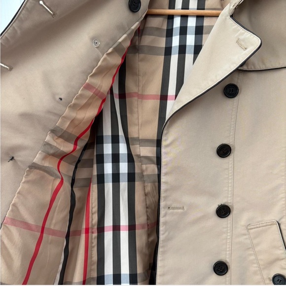 Burberry Brit Khaki Plaid Double-Breasted Trench Coat - Picture 5 of 8